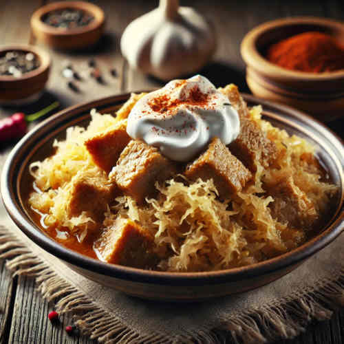 Ein Teller Szegediner Gulasch